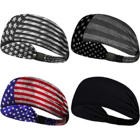 Obacle Headbands for Men Women Sweat Bands Headbands Non Slip Breatheable Durable Head Band Outdoor Sports Workout Yoga Gym Running Jogging Exercise, 4 Pack