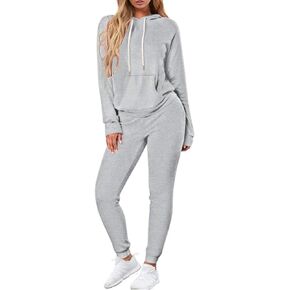 Fixmatti Women Pullover Hoodie Pockets Sweatpants Sport Jogger Sweatsuit