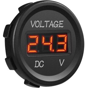 MICTUNING J0001L DC 12V LED Display Voltmeter Waterproof for Boat Marine Vehicle Motorcycle Truck ATV UTV Car Camper Caravan Red Digital Round Panel
