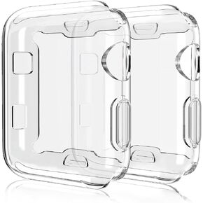 for Apple Watch 38mm Case iWatch Screen Protector TPU All-Around Protective Case Clear Ultra-Thin Cover for Apple Watch Series 3, 2 Pack case (Black, for 38mm Apple Watch case)