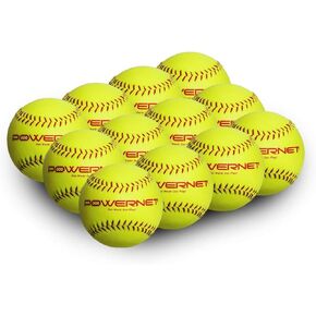 PowerNet Practice Softballs | 12 PK Recreation Grade 12" Balls | Perfect for Softball Soft Toss, Batting, Fielding, Hitting, Pitching, Practice or Training