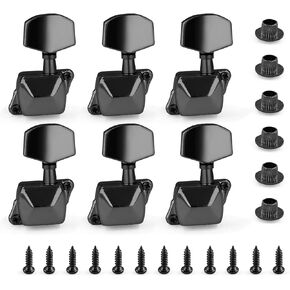 Black Semi-closed Guitar Tuners Pegs, 3L+3R String Tuning Pegs Keys Machine Heads Set Guitar Replacement Parts for Acoustic or Electric Guitar