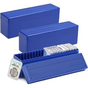Coin Slab Storage Boxes, 3 Packs Coin Holder Organizer Boxes with 20 Slots, Plastic Coin Storage Cases Set for 60 Coin Slabs, Compatible with PCGS NGC PMGab Coin Holders(Include Boxes Only)