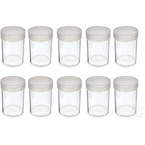 (10) Edgar Marcus Brand Round Clear Plastic (Large Dollars) Size Coin Storage Tube Holders with Screw on Lid