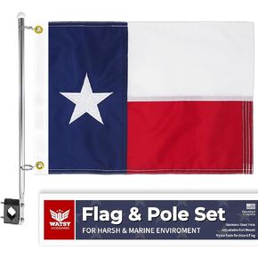 Boat Flag Pole Kit 12x18 Inch Boat Flag Holder With Clips Embroidered Marine Cabin Kit Bike Flag & Golf Cart Flag (USA Kit 12x18 Inch)