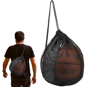 Cosmos Single Ball Bag Mesh Carry Bag Sport Game Ball Storage Bag Drawstring Sackpack Sling Back Bag for Carrying Basketball Volleyball Rugby Ball Soccer Football, Also as Swim Bag Gym Bag Sports Bag