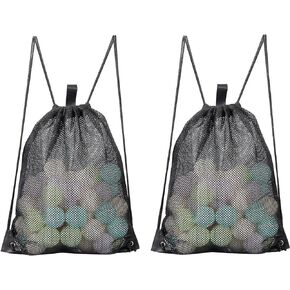 HAOGUAGUA 2-PACK Mesh Drawstring Bag, Mesh String Bag for Gym Laundry Seashell and Beach finds, Mushroom Hunting Bag