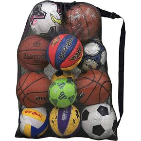 Heavy Duty Sports Ball Bag,Drawstring Mesh Ball Bags Extra Large Soccer Ball Bag Work for Coach, Basketball,Football, Volleyball,BaseBall and Swimming Gears with Adjustable Strap