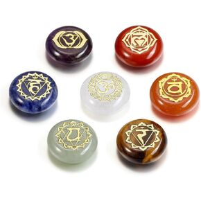 GEHECRST Chakra Crystals Stones Set 7 Chakra Healing Energy Crystals Gemstones Reiki Symbol Polished Pocket Palm Stone for Stress Relief Reiki Chakra Balancing Meditation Decoration Crystal Gifts in Kuwait