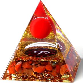 YATOJUZI 12 Zodiac Orgone Pyramid Aquarius Zodiac Healing Crystals Stones Natural Crystal Decors Chakra Reiki Orgonite Gemstones Lucky Energy Home Decor Birthday Gifts for Women Men