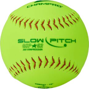 Champro ASA 12" Slow Pitch Softballs with Durahide Cover .52 COR, 12 Pack