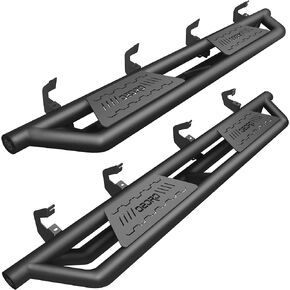 Running Boards Compatible with Chevy Silverado/GMC Sierra Crew Cab 2007-2018 1500, 2007-2019 2500HD 3500HD, 6" Upgraded Side Steps Textured Black Heavy Duty Nerf Bars