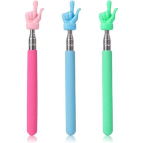 3pcs Telescopic Teachers Pointers, Extendable Pointing Stick Retractable Pointer Whiteboard Pointer Hand Pointer Stick for Teacher Classroom Aids (Pink, Blue, Green)