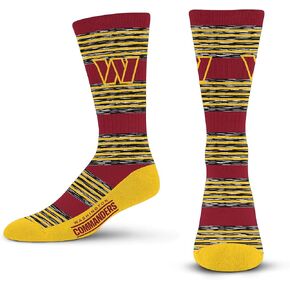 For Bare Feet NFL WASHINGTON COMMANDERS RMC Multi Stripe Crew Sock Team Color Large