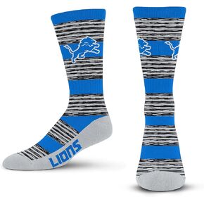 For Bare Feet NFL DETROIT LIONS RMC Multi Stripe Crew Sock Team Color Large