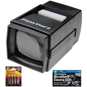 Pana-Vue 2 Illuminated Slide Viewer + AA Batteries + Microfiber Cleaning Cloth