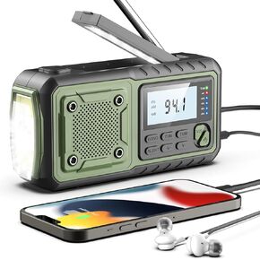 Emergency Weather Radio 5000mAh with Solar Hand Crank, NOAA AM FM Portable Battery Power Weather Alert Radios with Flashlight, SOS Alarm& Reading Lamp, Survival Gifts for Home Outdoor Camping Office