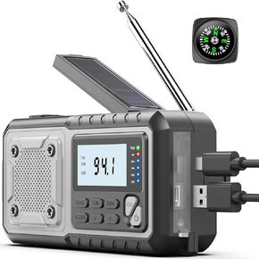 Emergency Weather Radio 5000mAh with Solar Hand Crank, NOAA AM FM Portable Battery Power Weather Alert Radios with Flashlight, SOS Alarm& Reading Lamp, Survival Gifts for Home Outdoor Camping Office