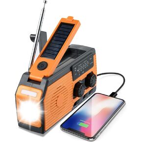 GREATONE Weather Radio Emergency Solar Crank Radio with Flashlight and Reading Lamp,AM/FM/NOAA Protable Radio for Home and Outdoor,2000mAh Power Bank SOS Alarm Emergency Supplies Preparedness
