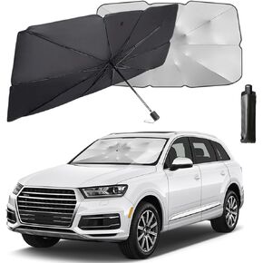 Car Windshield Sun Shade, Foldable Reflective Car Umbrella Sunshade Cover for Car Front Window Block UV Rays Heat, Universal Car Accessories Windshield Sun Shade for All Cars (57" x 31.5")