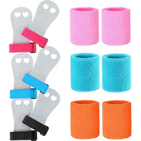 6 Pieces Sports Gymnastics Grips Wristbands Hand Grips Gymnastics Hand Wrist Sweatbands for Youth Girls Kids Sports Football Basketball Running Athletic Sports, 3 Colors