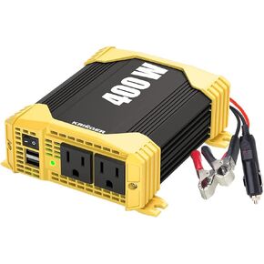 Krieger 1100 Watt 12V Power Inverter Dual 110V AC Outlets, Installation Kit Included, Automotive Back Up Power Supply For Blenders, Vacuums, Power Tools - ETL Approved Under UL STD 458