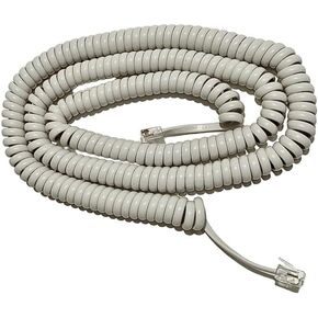 The VoIP Lounge 25 Foot Off White Long Phone Handset Curly Cord