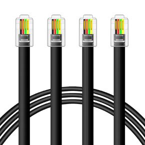 2Pack RJ9 Cable 2ft 4P4C Phone Cord Telephone Cable RJ9 / RJ10 / RJ22 4P4C Male to Male Straight for Both Data and Voice Black - 2 Feet