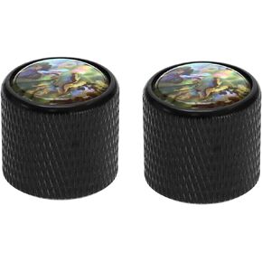 2Pcs Metal Metric Size Abalone Top Dome Knobs Guitar Knobs Bass Knob for Tele Telecaster Electric Guitar Or Bass 19.7x20x6mm, Gold