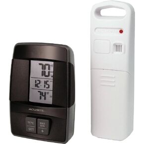 AcuRite 00606 Wireless Indoor/Outdoor Thermometer with Clock, 0.2