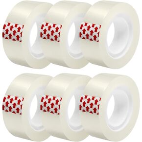 6 Rolls Transparent Tape Refills, Clear Tape Dispenser Refill Rolls, Glossy Gift Wrap Tapes for Office, School, Home, 3/4 x 1000 Inches