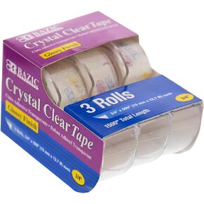 BAZIC Crystal Clear Tape w/Dispenser 3/4" X 500", Transparent Stationery Tapes Glossy Finish Refills Rolls, Arts Craft Gift Wrapping (3/Pack), 1-Pack