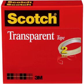 Scotch Transparent Tape, 2 Rolls, 1/2 x 2592 Inches, Classic glossy-finish, Boxed (600-2P12-72)