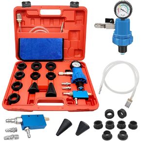 ZKTOOL New Coolant System Vacuum Refiller Kit,Engine Cooling System Vacuum PurgeCoolant Bleeder Kit with 8 Rubber Sleeves & 2 Universal Adapter Cone Plug EV15 Vacuum Generator.…