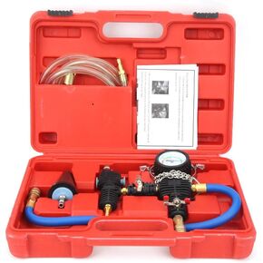 Cooling System Vacuum Purge Radiator Coolant Refill Tool Kit, Universal Automotive Water Tank Pneumatic Vacuum Antifreeze Change Filler Set, with Adapter Case Hose for Car Van SUV Truck