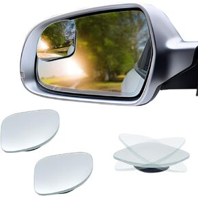 2 Pack of Blind Spot Mirror, Fan Shaped HD Glass Frameless Convex Rear View Mirror with wide angle Adjustable Stick, Blind Spot Mirror Compatible with Car SUV Van Pick Up Truck(Fan)