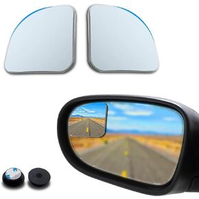 2 PCS Car Blind Spot Mirror, 1.9In x 1.9In HD Convex Frameless Glass PC Vehicle Rearview Mirrors Accessories with 3M Adhesive, Universal Fan-shaped Automotive Reflective Assist Mirror (Silver)
