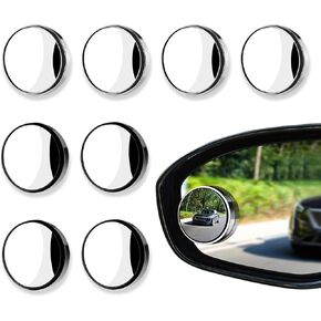 Lecctso 8PCS Blind Spot Mirror, Rear View Mirror, Round HD Glass Frameless Convex Side View Mirror with 360 Degree Wide Angle & Self Adhesive Back, Car Accessories Universal for Car SUV Truck