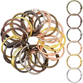 60 Pieces Metal Loose Leaf Binder Rings 1.2 Inch Book Rings 6 Colors Notebook Round Rings for Flash Cards Paper Leaf Binder Rings for Key Note Cards Office School Supplies