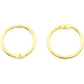 25PCS 1inch Book Ring, Golden Loose Leaf Binder Rings, Metal Loose Leaf Binder Ring Clips for Notebook Diary Photo Album DIY Planner Golden (Gold)