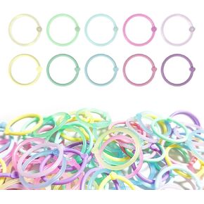 حلقات مجلد مقاس 2.54 سم، 100 حزمة حلقات بلاستيكية فضفاضة لأوراق الشجر لبطاقة الفهرس، حلقات كتب ملونة مرنة من الكريستال للمدرسة، المنزل، مكتب العمل in Kuwait