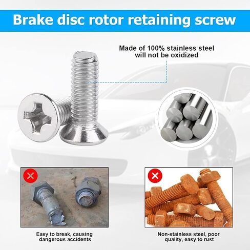 12PCS Stainless Steel Brake Disc Rotor Screws, 93600-06014-0H, Retaining Hardware Bolts Screw Kit for Front and Rear, Car Replacement for Acura, Civic, Accord, Odyssey, City (White) in Saudi Arabia