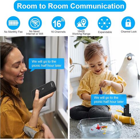 ChunHee Intercoms لاسلكي للمنزل 16 قناة طويلة الاستعداد الرعاية نظام اتصال داخلي لاسلكي لكبار السن 1640ft اتصال داخلي محمول اتجاهين غرفة إلى غرفة الاتصال الداخلي للاستخدام المنزلي، 3 حزمة in Kuwait
