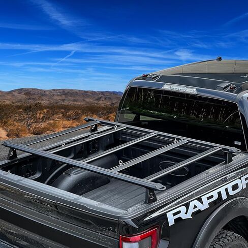 Su ying Heavy Duty Aluminum Truck Bed Rack, with 5 Aluminum Longitudinal Bars, Installed to Form a Flat Cargo Basket, Perfect for Having Extra Cargo Bags, Camping Equipment, Canoeing, etc (Black) in Kuwait