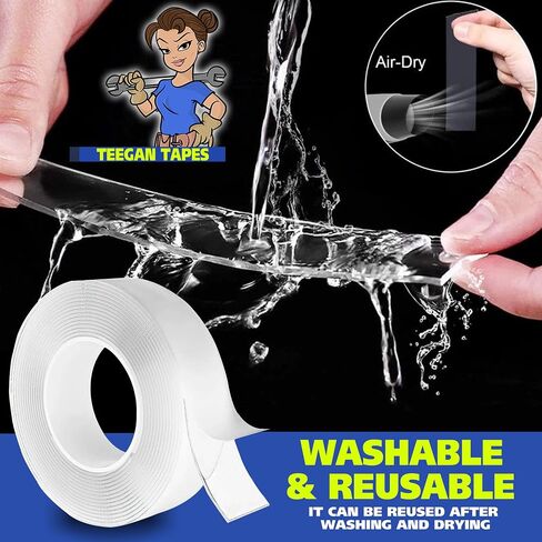 Space Tape | Strong Double Sided Tape Heavy Duty | Nano Double Sided Adhesive Clear Tape | Double Sided Tape for Crafts | Two Sided Tape for Walls Removable | Carpet Tape Double Sided | 16 Ft in Saudi Arabia