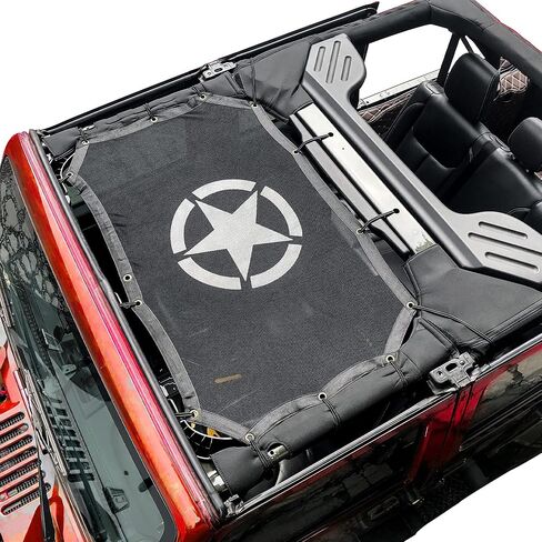 غطاء علوي شبكي كامل لمظلة الشمس من Bestaoo، يوفر حماية من أشعة الشمس فوق البنفسجية لسيارة Jeep Wrangler JK & JKU 2007-2017 2 باب - ستار in Kuwait