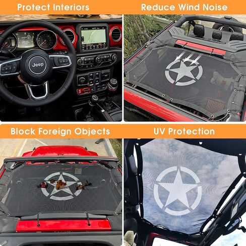غطاء علوي شبكي كامل لمظلة الشمس من Bestaoo، يوفر حماية من أشعة الشمس فوق البنفسجية لسيارة Jeep Wrangler JK & JKU 2007-2017 2 باب - ستار in Kuwait