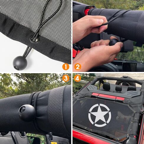 غطاء علوي شبكي كامل لمظلة الشمس من Bestaoo، يوفر حماية من أشعة الشمس فوق البنفسجية لسيارة Jeep Wrangler JK & JKU 2007-2017 2 باب - ستار in Kuwait