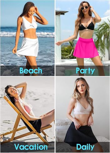 ملابس سباحة نسائية من قطعة واحدة من Beautyin، تنورة سباحة رياضية سوداء، ملابس سباحة in Kuwait