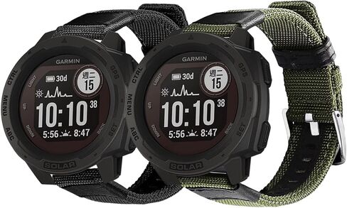 نايلون متين مع أربطة جلدية متوافقة مع Garmin Instinct/Instinct 2 Solar، سوار معصم عسكري رياضي 22 مم لـ Garmin Instinct التكتيكية/الشمسية/المد/الرياضات الإلكترونية in Kuwait